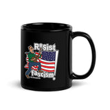 RESIST FASCISM Black Glossy Mug