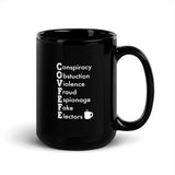 COVFEFE - Grounds for Indictment Black Glossy Mug1